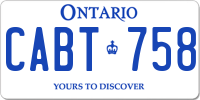 ON license plate CABT758