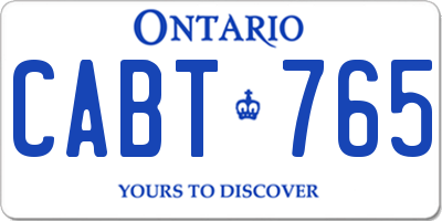 ON license plate CABT765