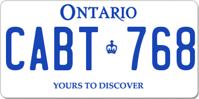 ON license plate CABT768