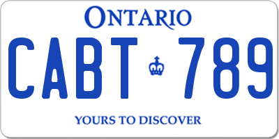 ON license plate CABT789