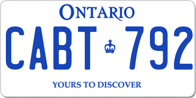 ON license plate CABT792