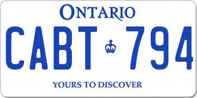 ON license plate CABT794