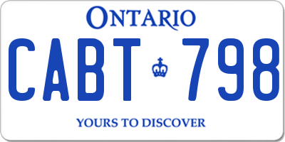 ON license plate CABT798