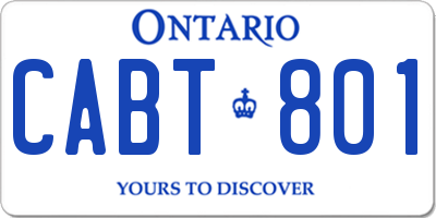 ON license plate CABT801