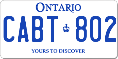 ON license plate CABT802