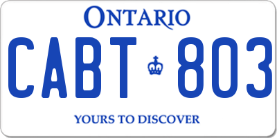 ON license plate CABT803