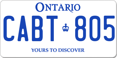 ON license plate CABT805