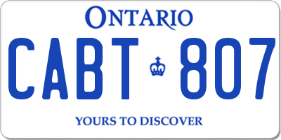 ON license plate CABT807