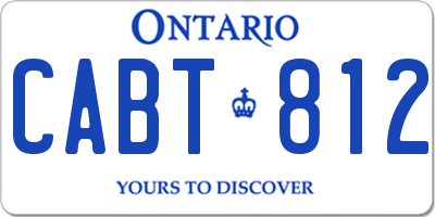 ON license plate CABT812