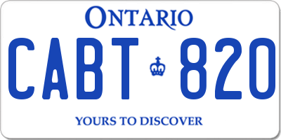 ON license plate CABT820