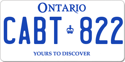 ON license plate CABT822