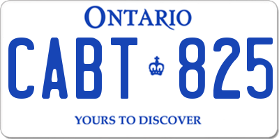 ON license plate CABT825