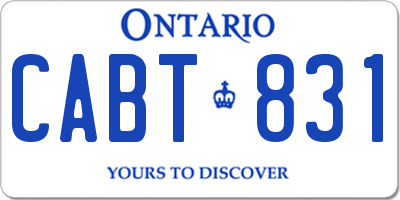 ON license plate CABT831