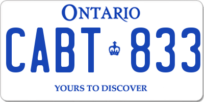 ON license plate CABT833