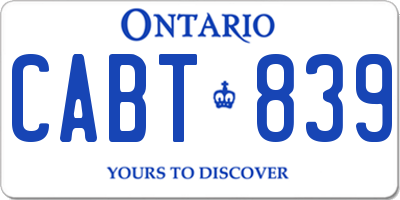 ON license plate CABT839