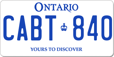 ON license plate CABT840