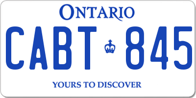 ON license plate CABT845