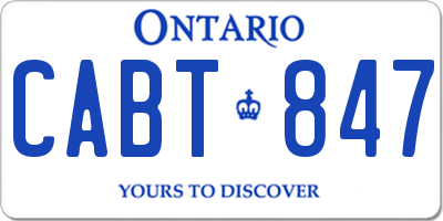 ON license plate CABT847