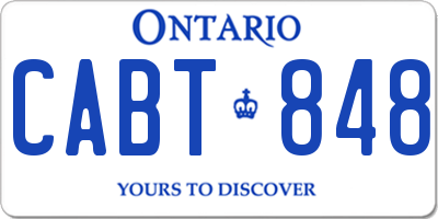 ON license plate CABT848