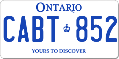 ON license plate CABT852