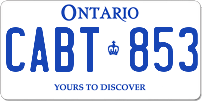 ON license plate CABT853