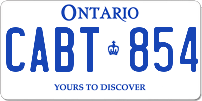 ON license plate CABT854