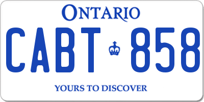 ON license plate CABT858