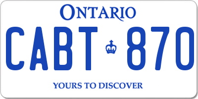 ON license plate CABT870