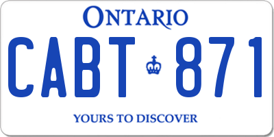 ON license plate CABT871