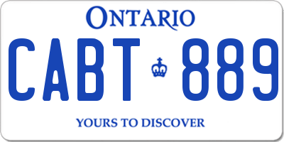 ON license plate CABT889