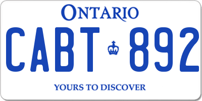 ON license plate CABT892