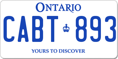 ON license plate CABT893