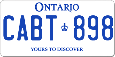 ON license plate CABT898