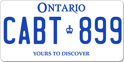 ON license plate CABT899