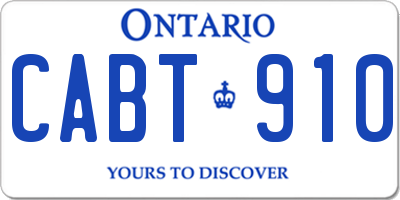 ON license plate CABT910