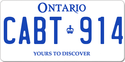 ON license plate CABT914