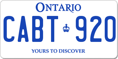 ON license plate CABT920