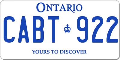 ON license plate CABT922