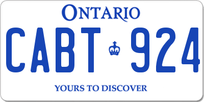 ON license plate CABT924