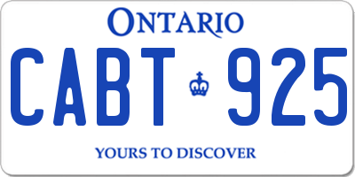 ON license plate CABT925