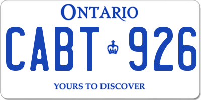 ON license plate CABT926