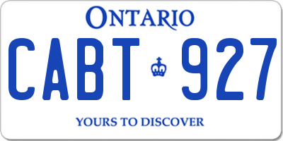 ON license plate CABT927