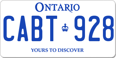 ON license plate CABT928