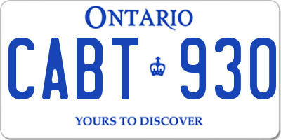 ON license plate CABT930