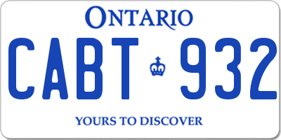 ON license plate CABT932