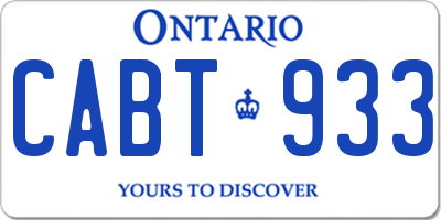 ON license plate CABT933