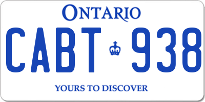 ON license plate CABT938