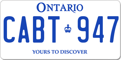 ON license plate CABT947