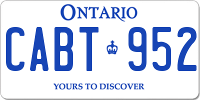 ON license plate CABT952