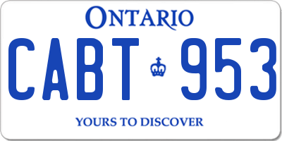 ON license plate CABT953